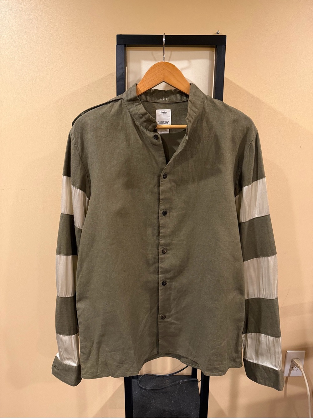 Visvim Triple Crown Paneled Green Button Up Shirt